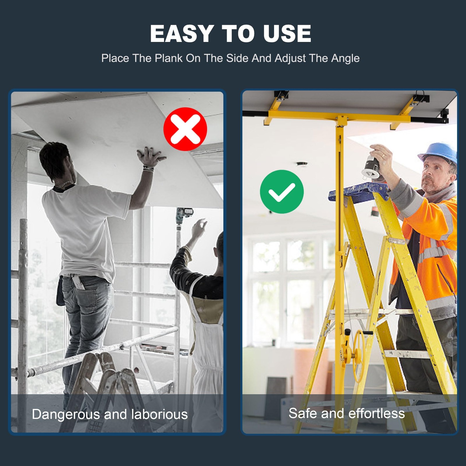 16FT Drywall Lift Plasterboard Panel Sheetrock Hoist Lifter Carrier Safety Lock