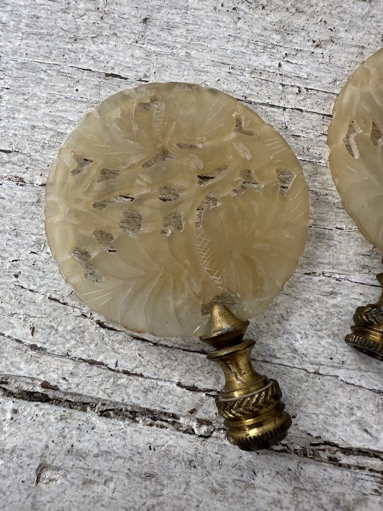 Vintage 1940s Translucent Jade Lamp Shade Finials