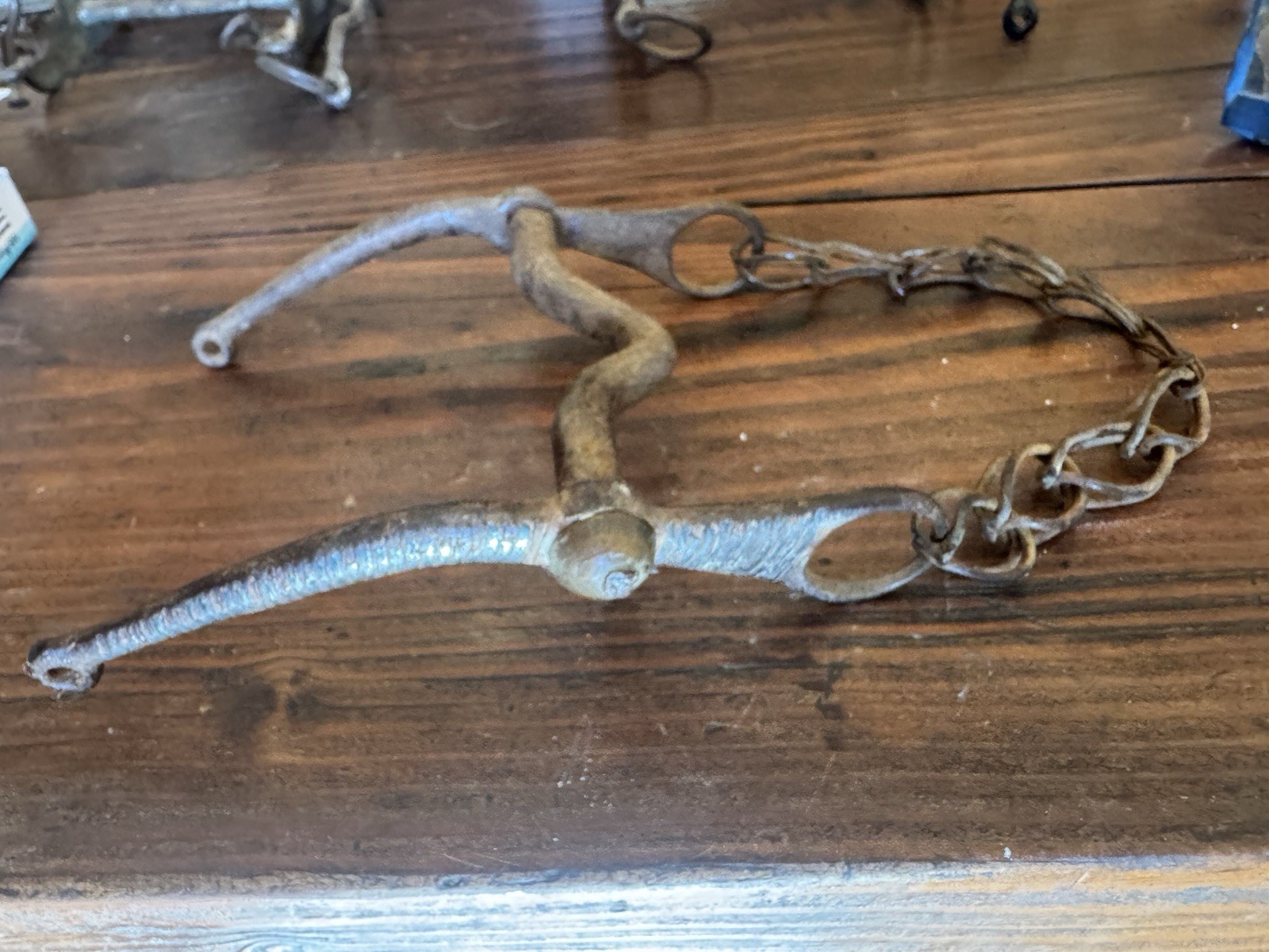 MEXICAN Antique Horse BIT - silver inlay Stripes