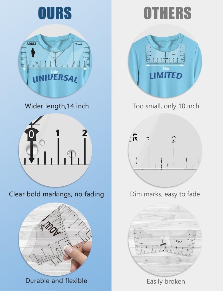 T-Shirt Ruler for Precise Alignment, Center & Left Chest Placement Tool for S...