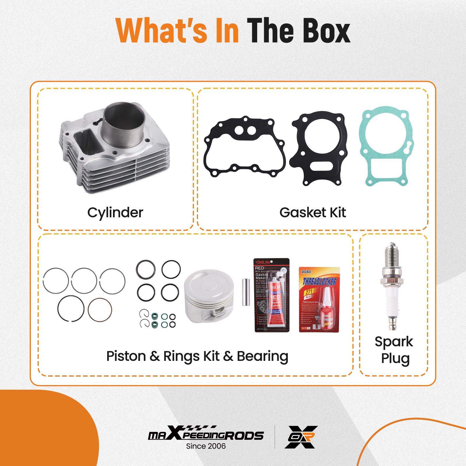 Cylinder Piston Gasket Top End Rebuild Kit For Honda Recon 250 TRX250 TRX250EX