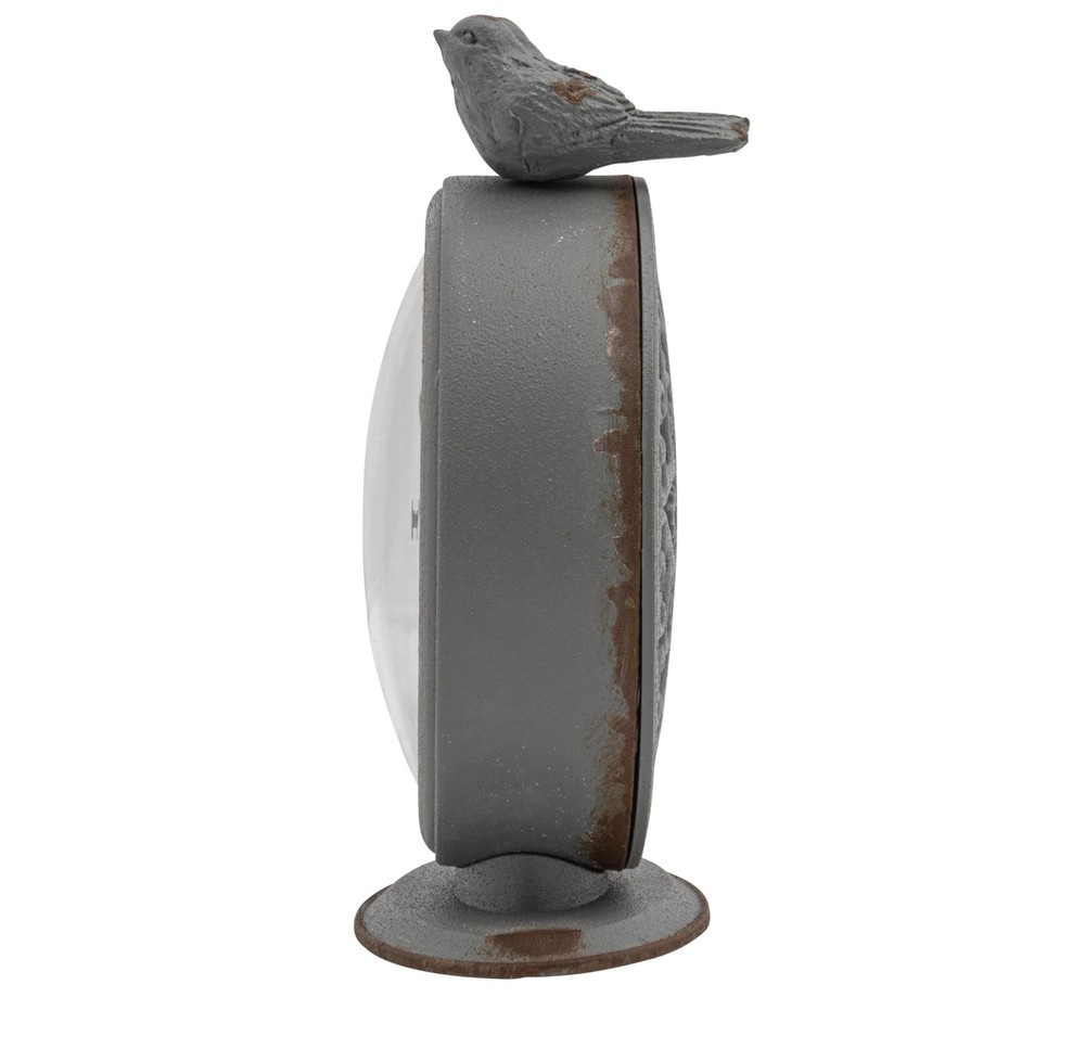 Grey Pewter Mantel Clock with Birds