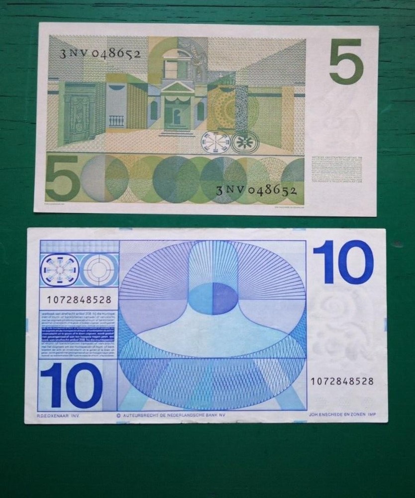 Netherlands 5 Guilder & 10 Guilder Banknotes #234