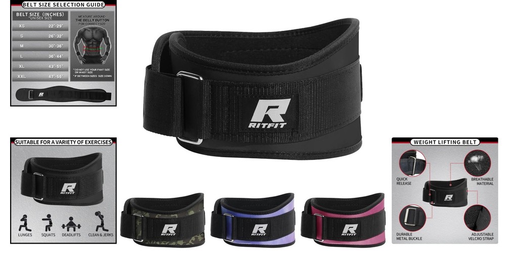 Durable 6-Inch Weight Lifting Belt - Comfortable Back Support & Easy Adjustments