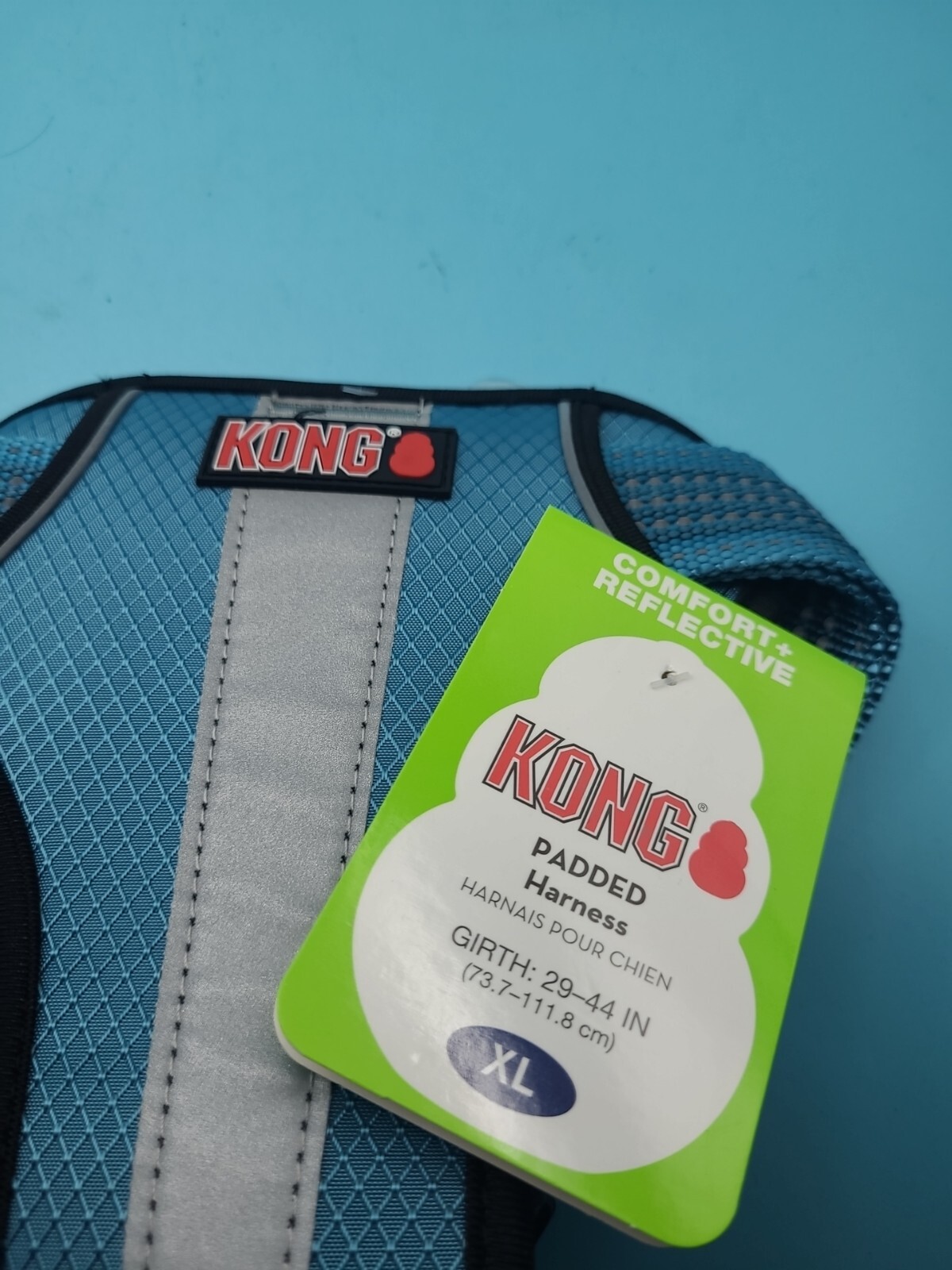 New Kong XL Dog Harness Padded Blue Comfortable Reflective Durable 29-44" Girth