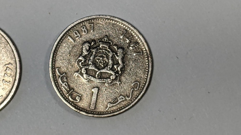 2 Coins: 1 Morocco Dirham 1987 & 2002
