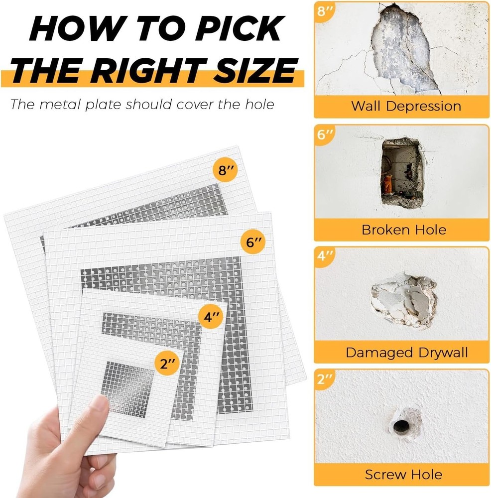 20 Pack Drywall Patch, 2/4/6/8 Inch Drywall Repair Patch, Large Hole Patch Re...
