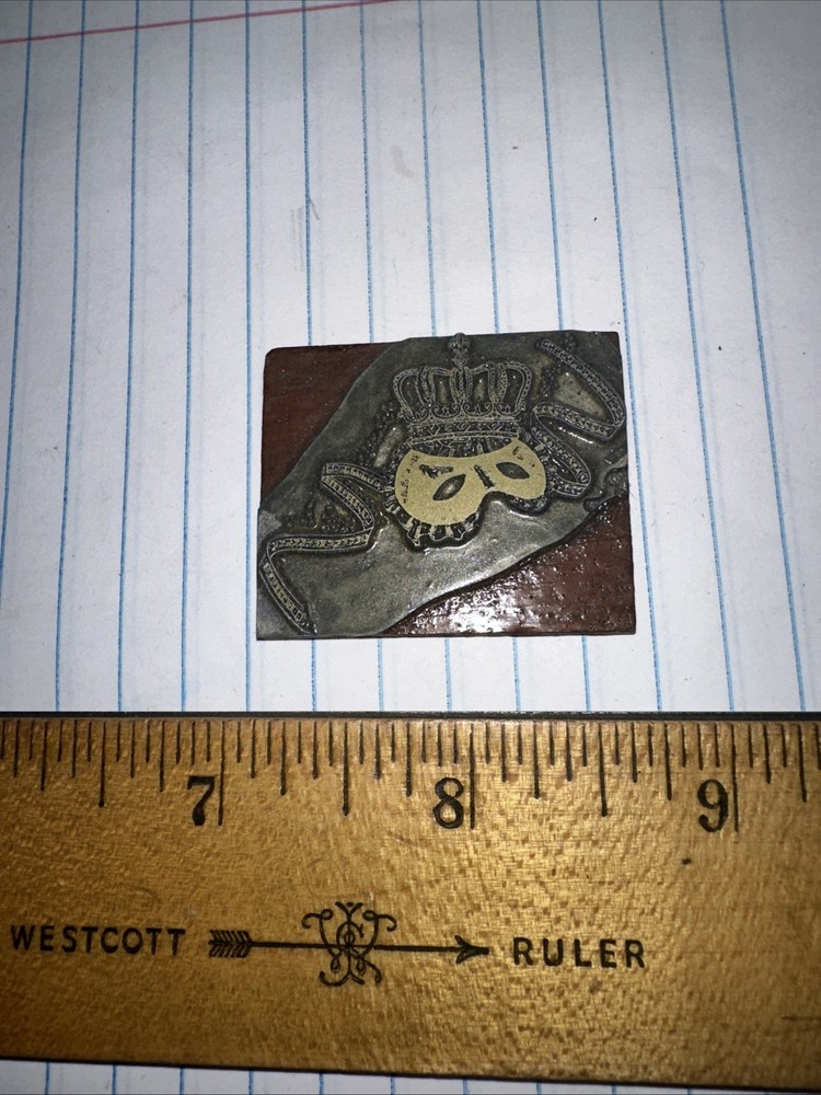 Printing Block “ Crown & Mask “ Nice Image & Details!