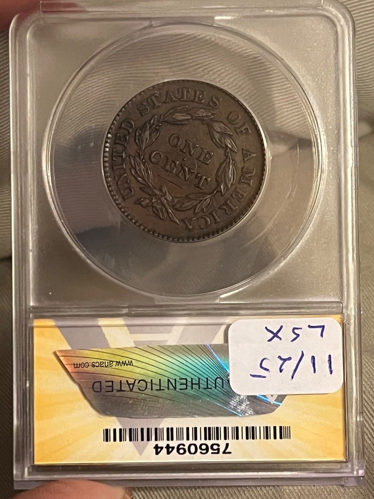1833 Coronet Large cent , Double profile nice XF-45 better date & grade