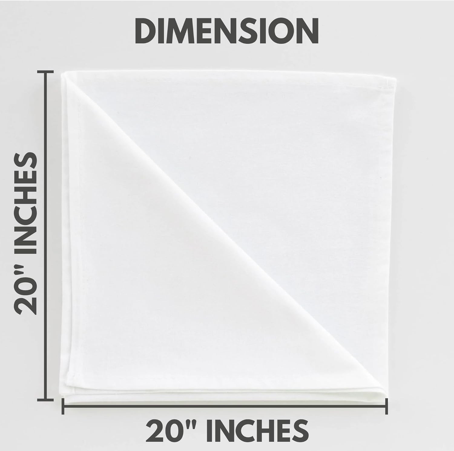 Plain White 100% Cotton Dinner Cloth Napkins - Set Of 12 (20 X 20 IN)