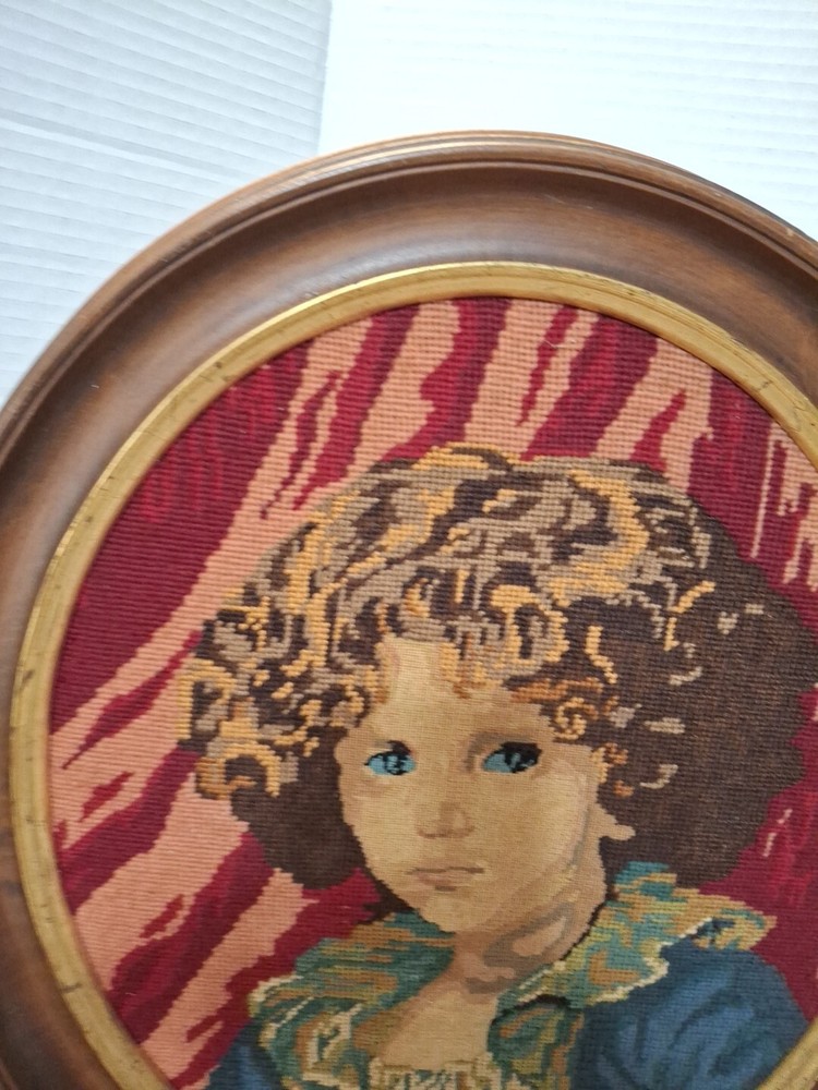 Young Boy Needlepoint by JB Greuze in Frame