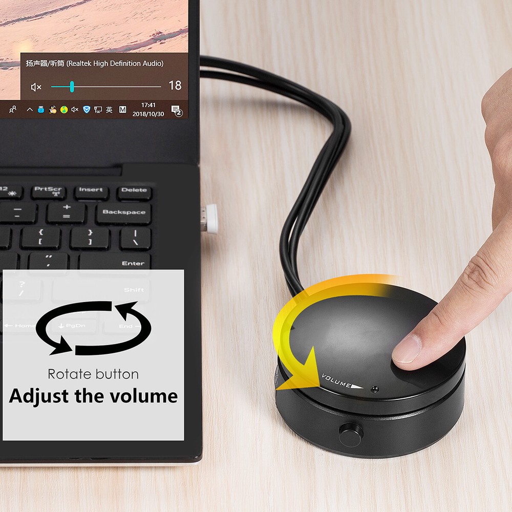 Computer Audio Volume Controller with Headphone Speaker Switch and Microphone