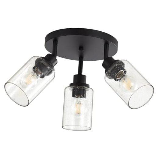 3-Light Track Lighting with Rotatable Light Heads Ceiling Track 3 Light Black