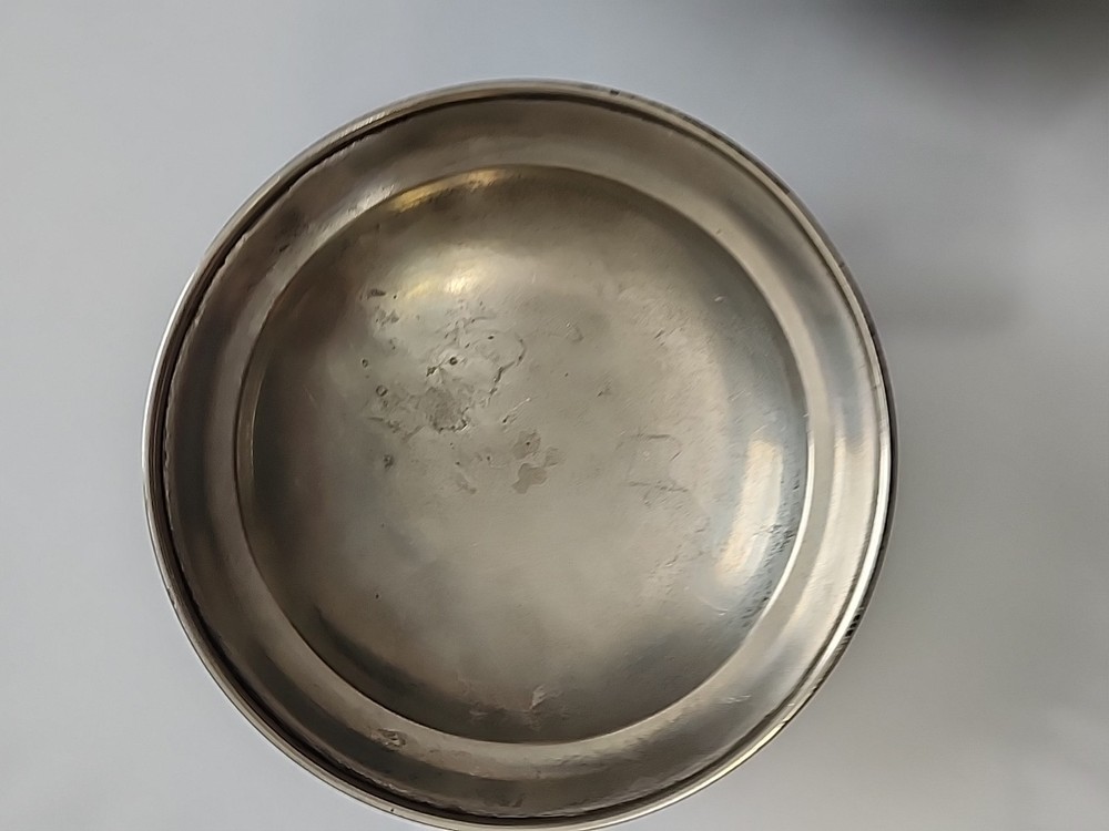 Silver tone Dish Bowl With Lid - unmarked