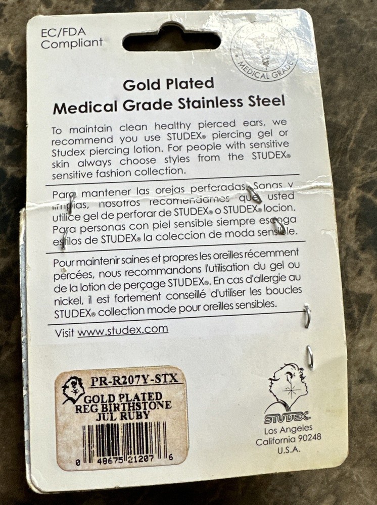 Studex GOLD PLATED REGULAR BIRTHSTONE JULY