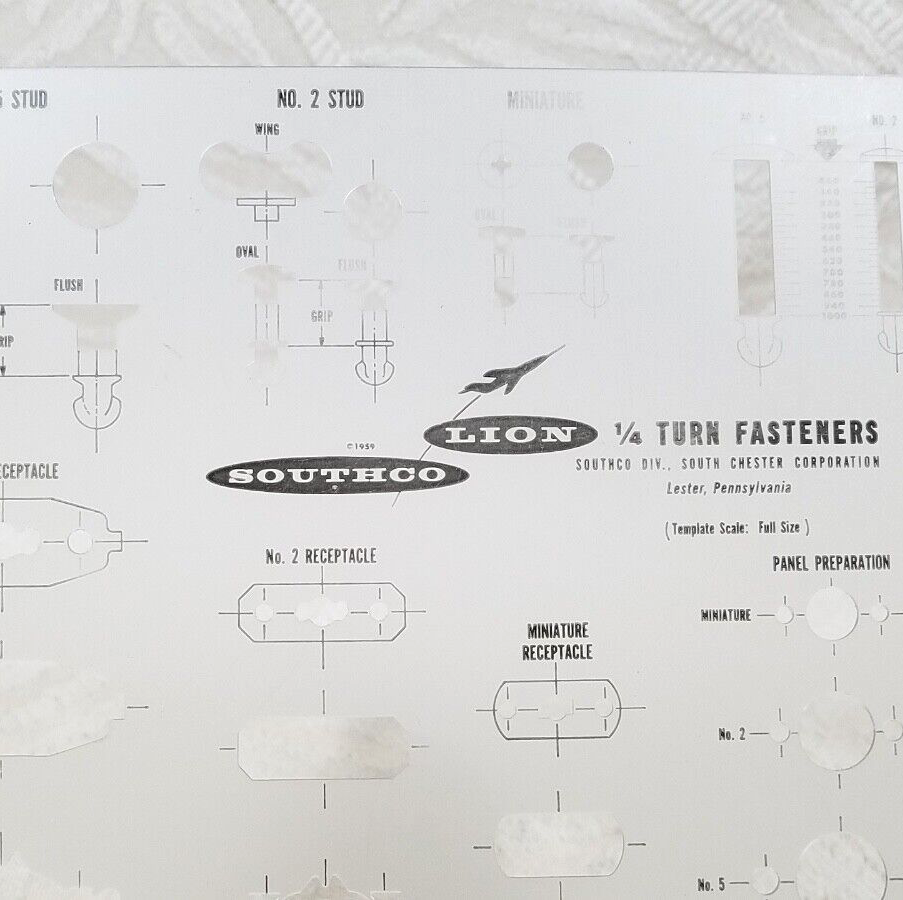SOUTHCO LION TURN FASTENERS TEMPLATE ENGINEERING DRAFTING ARCHITECT TOOL GUIDE