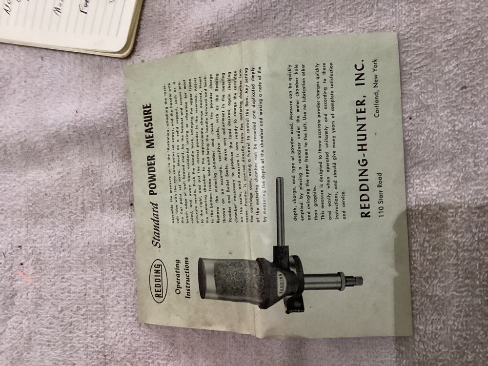 REDDING Standard POWDER MEASURE Empty Box With Instructions