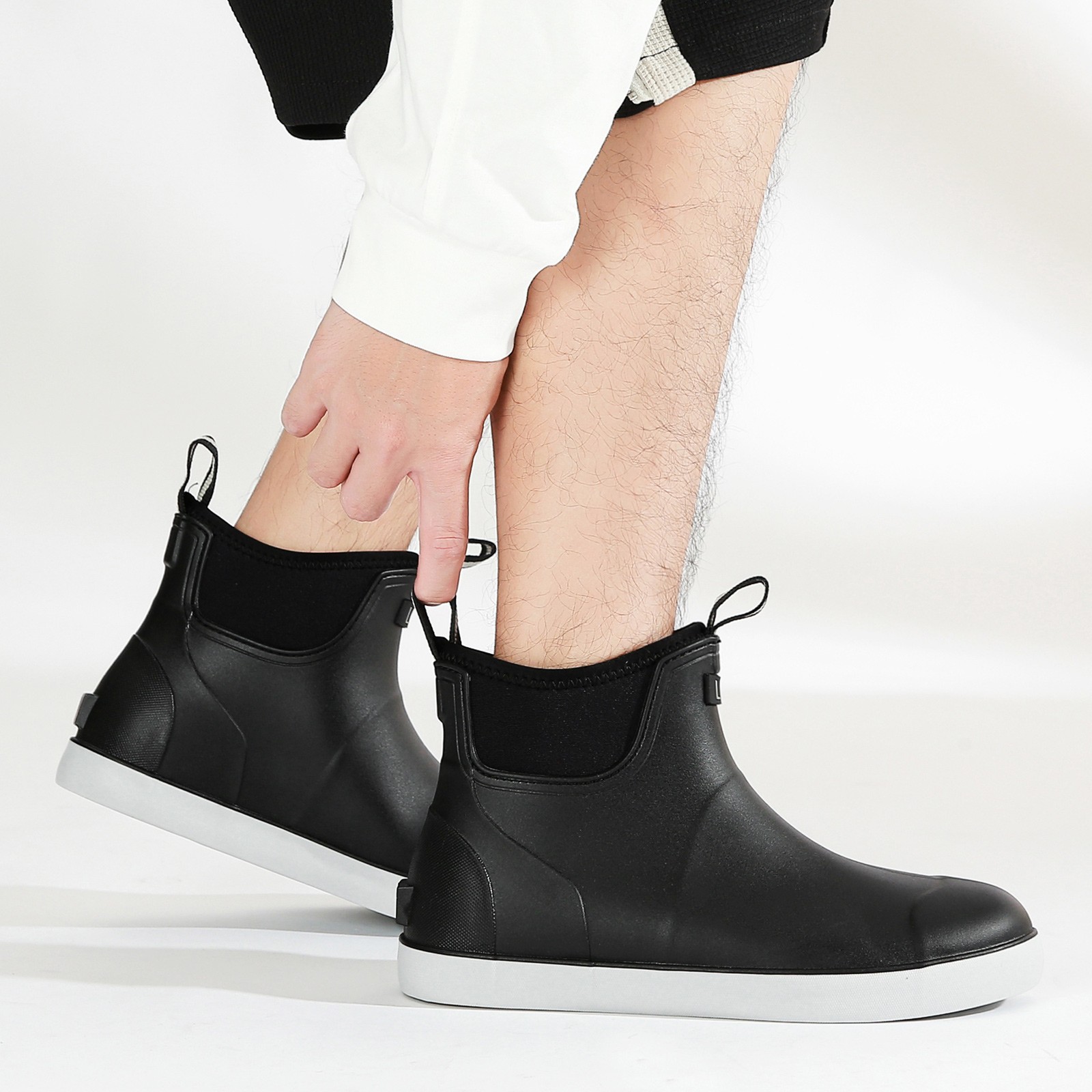 Men's Fishing Deck Boots Waterproof Non-Slip Rubber Rain Boots Outdoor Farm Work