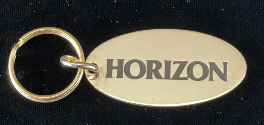 Vintage 70's Solid Brass HORIZON Keychain Key Chain - NOS