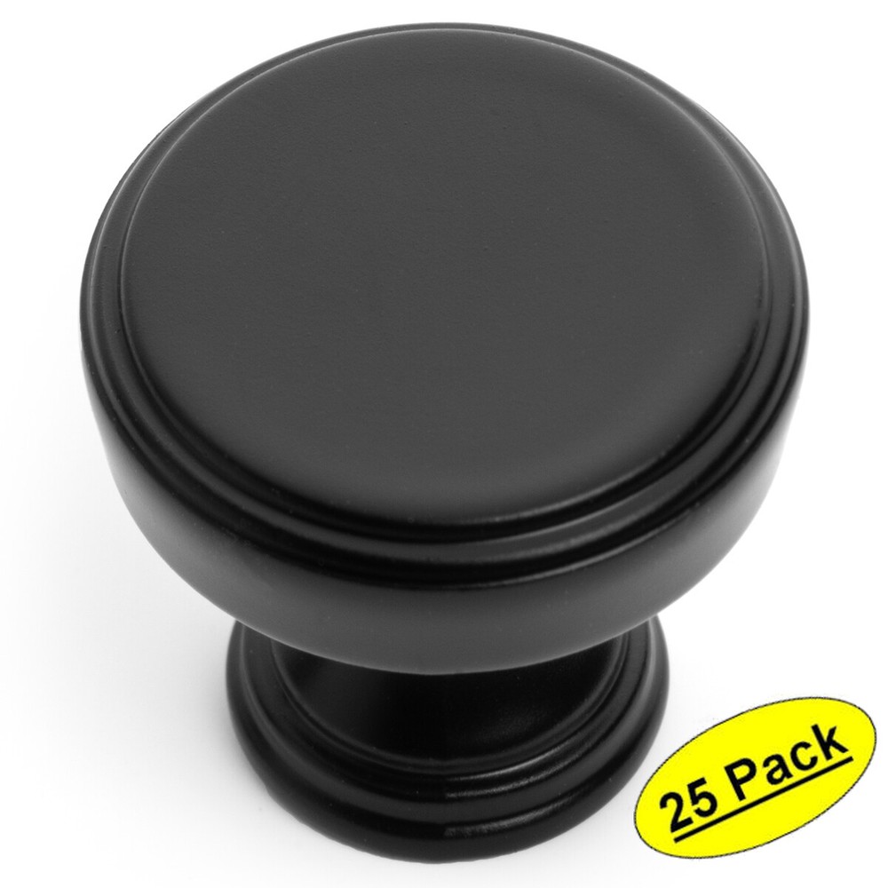 *25 Pack* Cosmas Cabinet Hardware Flat Black Round Knobs #1940FB