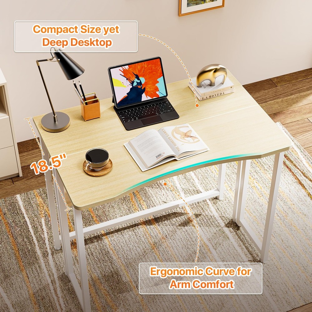 Huuger Folding Desk with Storage Shelf, 31.5 Inch Foldable Computer Table for...