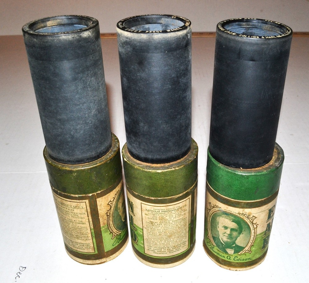 Three Edison 4 minute Amberol Record Cylinders