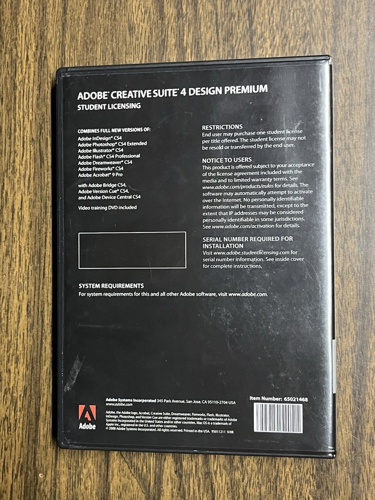 Adobe Creative Suite 4 Design Premium Mac OS Student Licensing