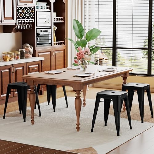 18" Backless Metal Bar Stool, Stackable Industrial Stool, Matte Black