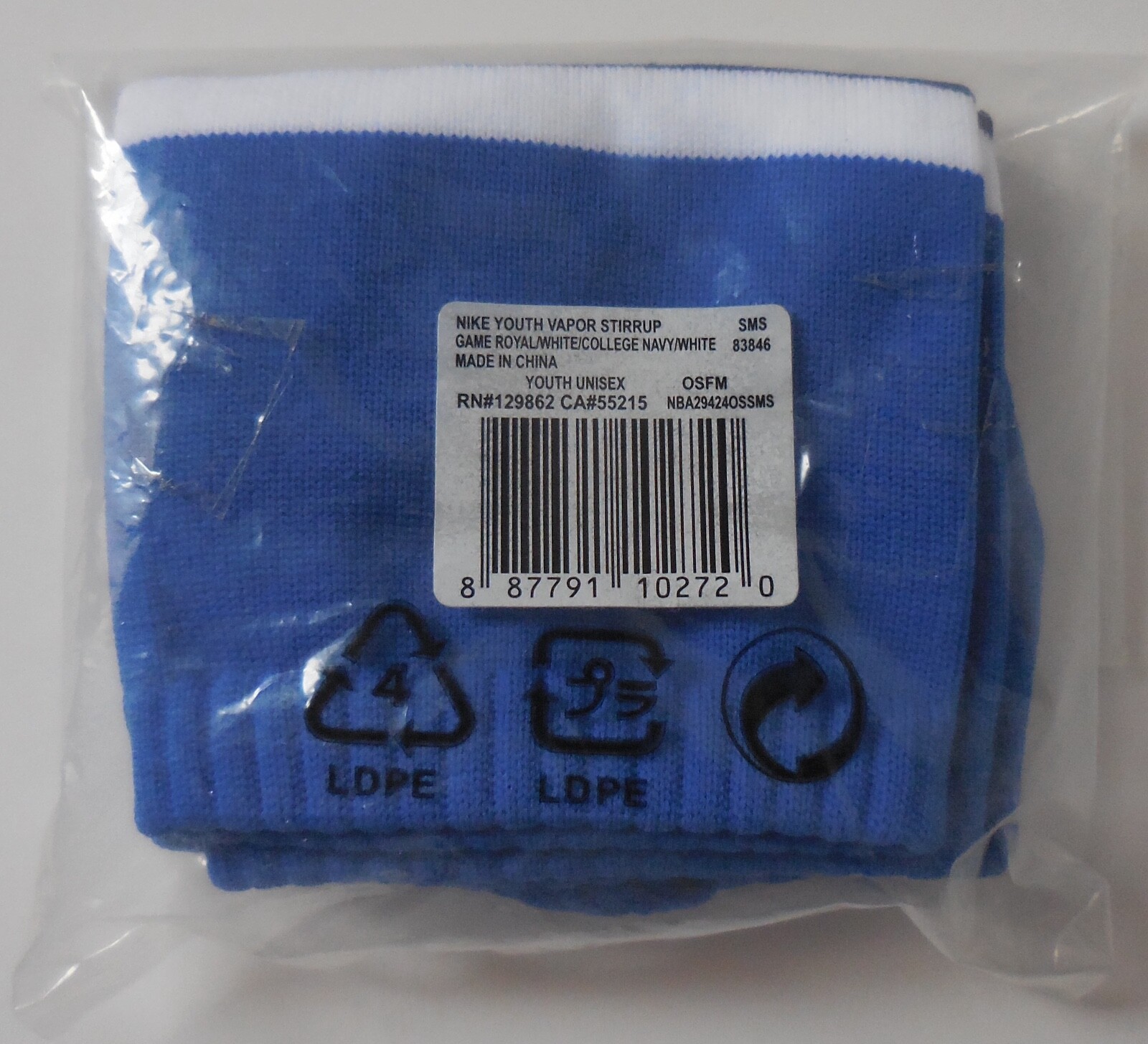 Nike Vapor Stirrup Socks Youth Unisex Game Royal/White/College Navy