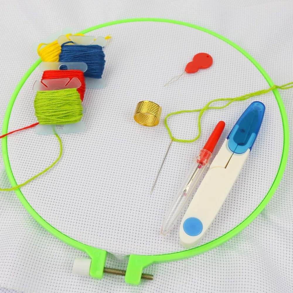 Adjustable Plastic Embroidery Hoop Set - 6 Multicolor Sizes for Easy Crafting