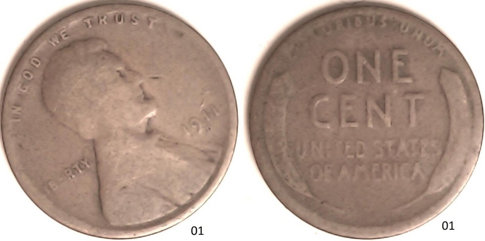 1911 D Lincoln Wheat Cent Rotated Dies - ERROR