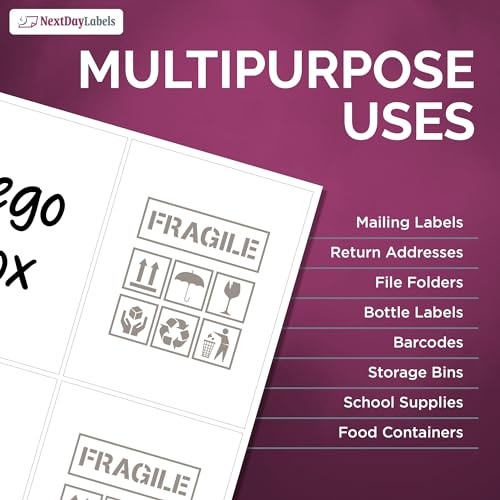 – 4” x 5” Rectangular Sticker Labels for 4 x 5" - 4 Per Page 250 Sheets