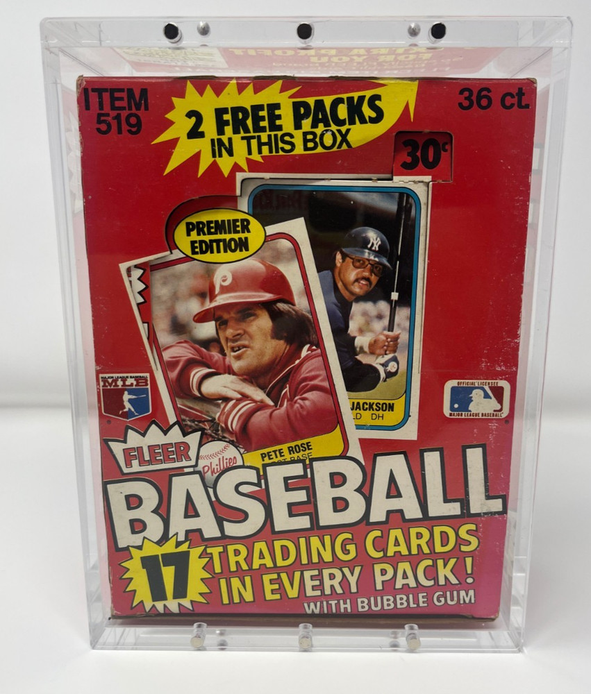 Acrylic Display Case Magnetic Lid FITS 1981 Fleer Baseball Wax Pack Box Premier