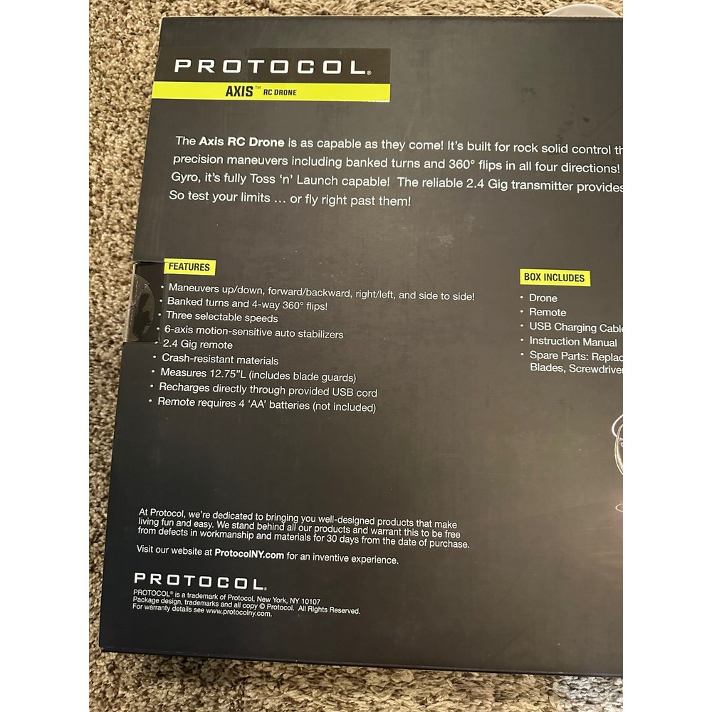 Protocol Axis RC Drone for Stunts 360 Flips Crash Resistant 24 Gig Remote