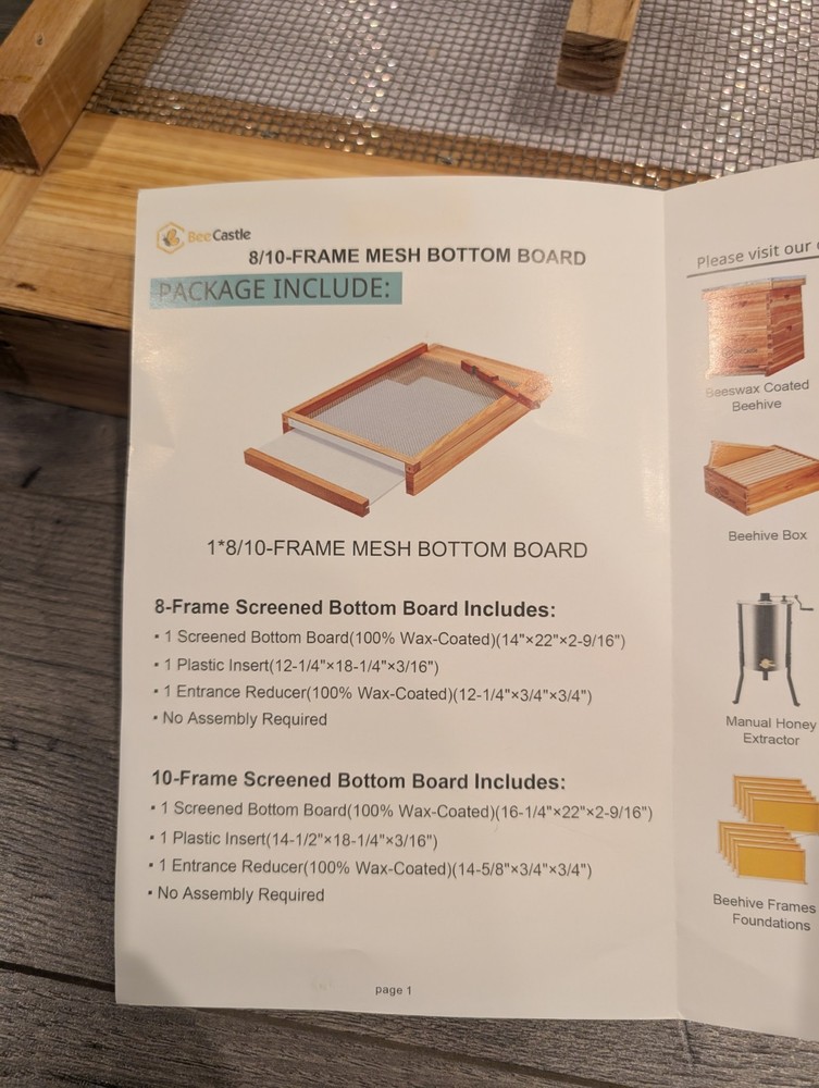 Bee Castle 8/10-FRAME MESH BOTTOM BOARD Beekeeping