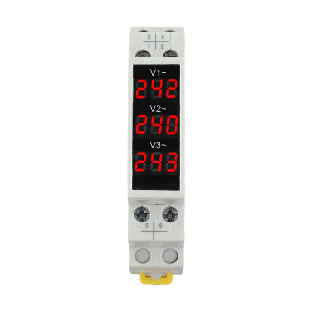 Three Phase Digital Voltmeter BV3R AC 80500V Red Display DIN Rail Meter