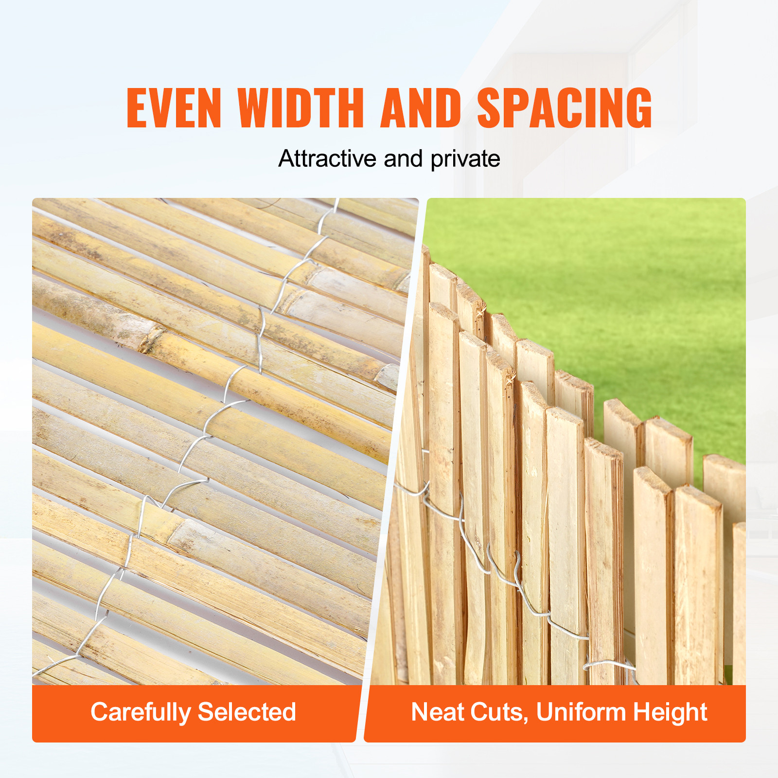 Natural Bamboo Slat Screening Privacy Bamboo Slat Fence 6 ft H x 13 ft L