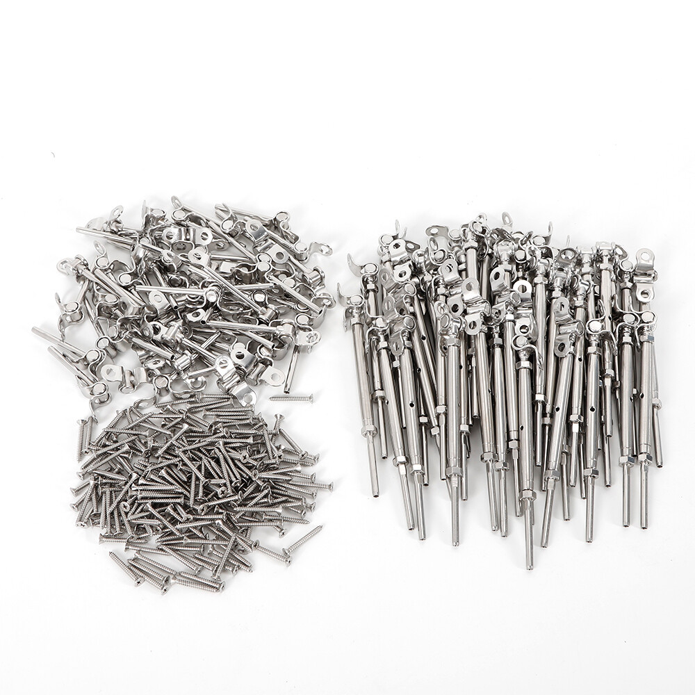 50 Packs T316 Stainless Steel Wire Railing Tensioner Hardware Kit For 1/8" Cable