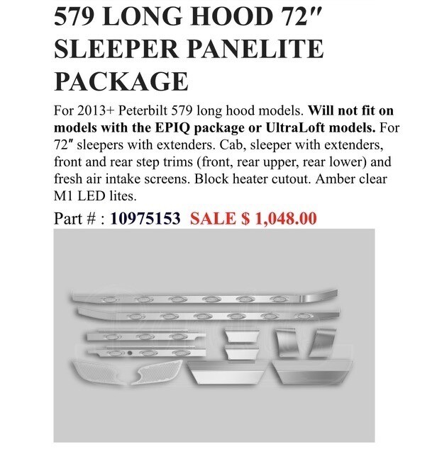 Peterbilt 579  72"SLEEPER PANELITE PACKAGE