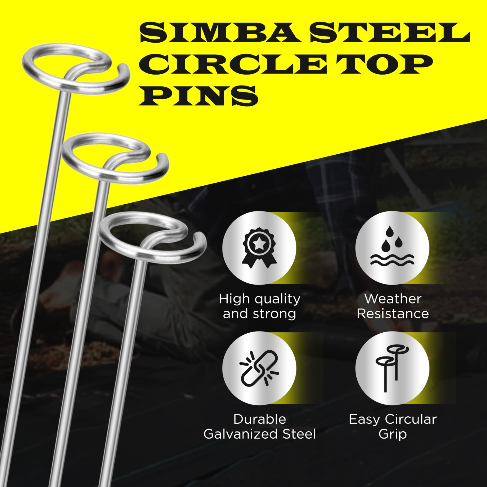 6 Inches Circle Top Pins 8 Gauge STRONG Galvanized Landscape Staples Fabric SOD