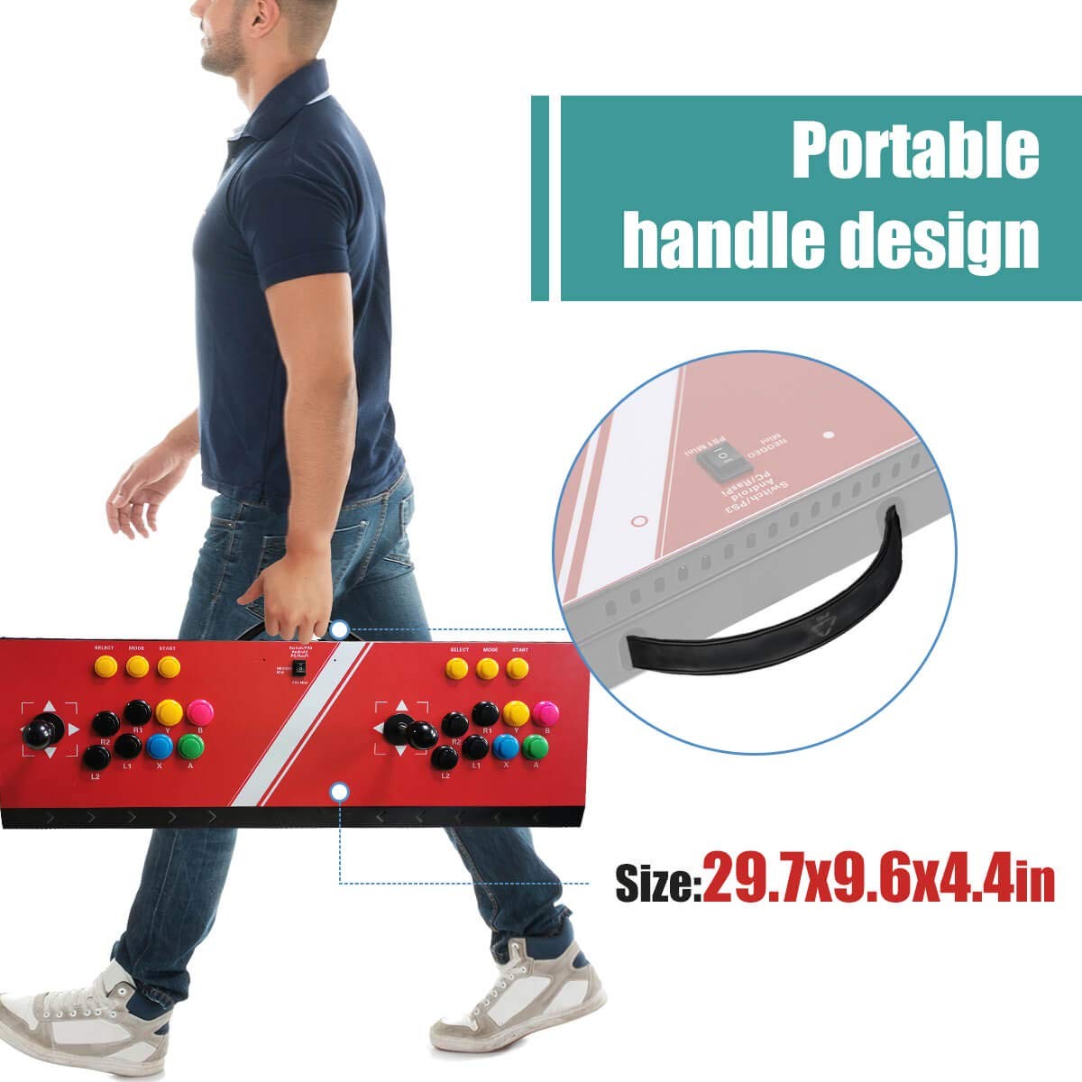 Arcade Fight Joystick 2 Players Controller Compatible with multiple platforms