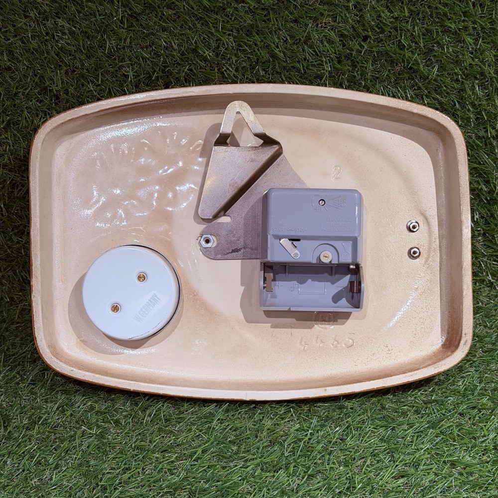 Vintage Retro Beige Flowered Ceramic German Kitchen Wall Clock/Timer/Working