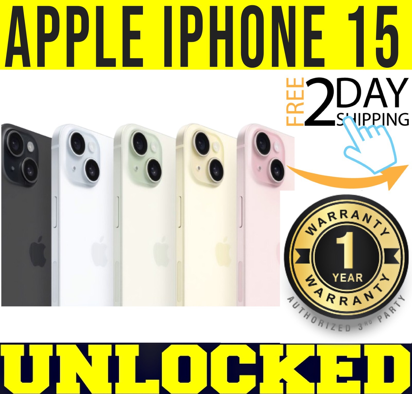 APPLE IPHONE 15 - 128GB 256GB (FACTORY UNLOCKED) ✅1 YR WARRANTY✅ COLORS❖SEALED❖