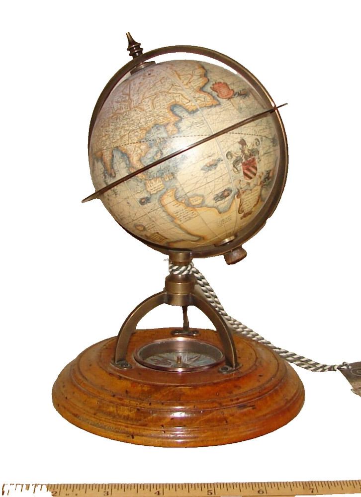 NWT Authentic Models Terrestrial GLOBE w/Compass GL019, 8" Desk Size Model