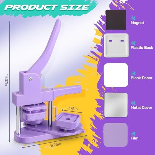 Square Magnet Button Maker Press Machine with 100 Sets Square Badge Making