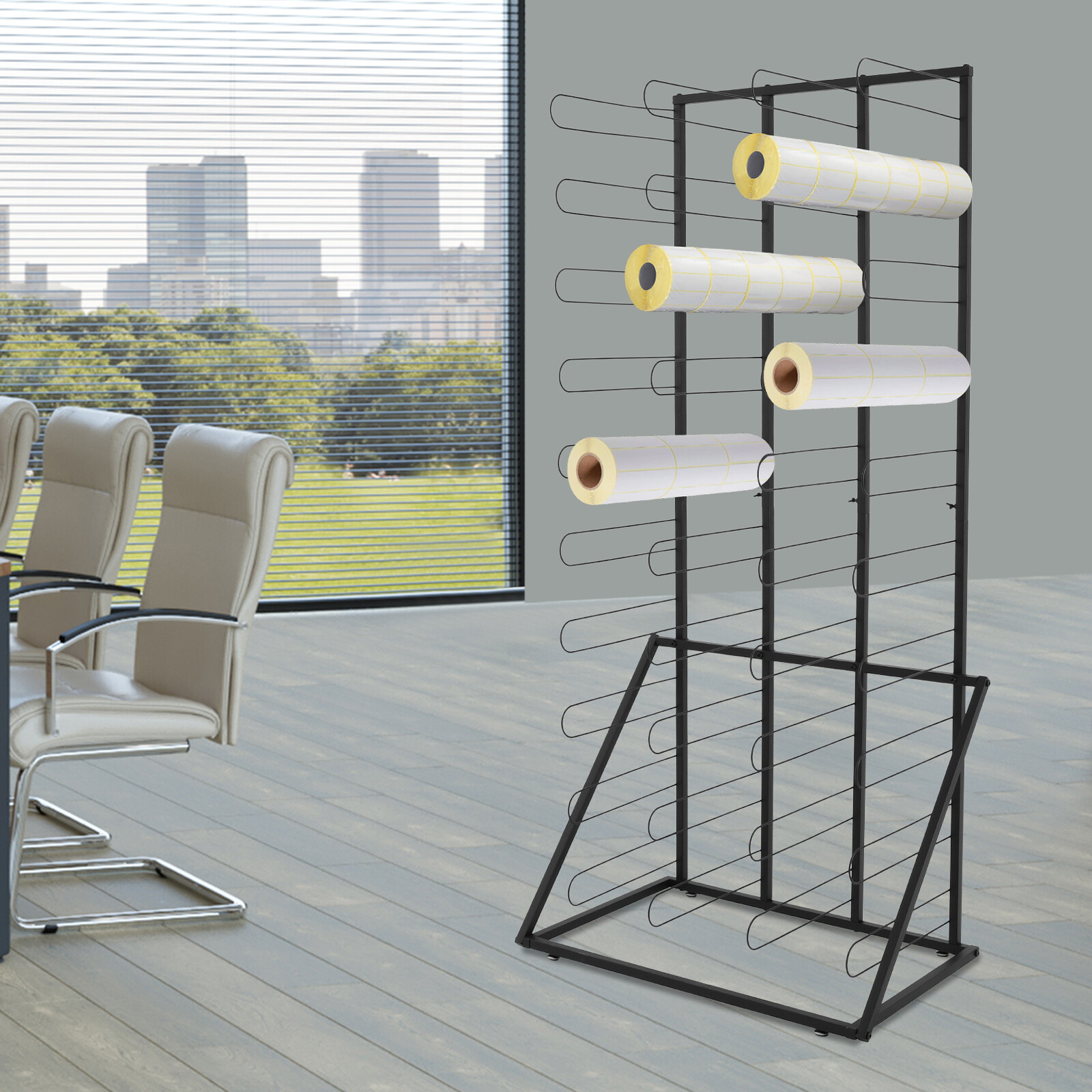 Vinyl Roll Storage Rack, Durable Floor Organizer with 40 Shelves