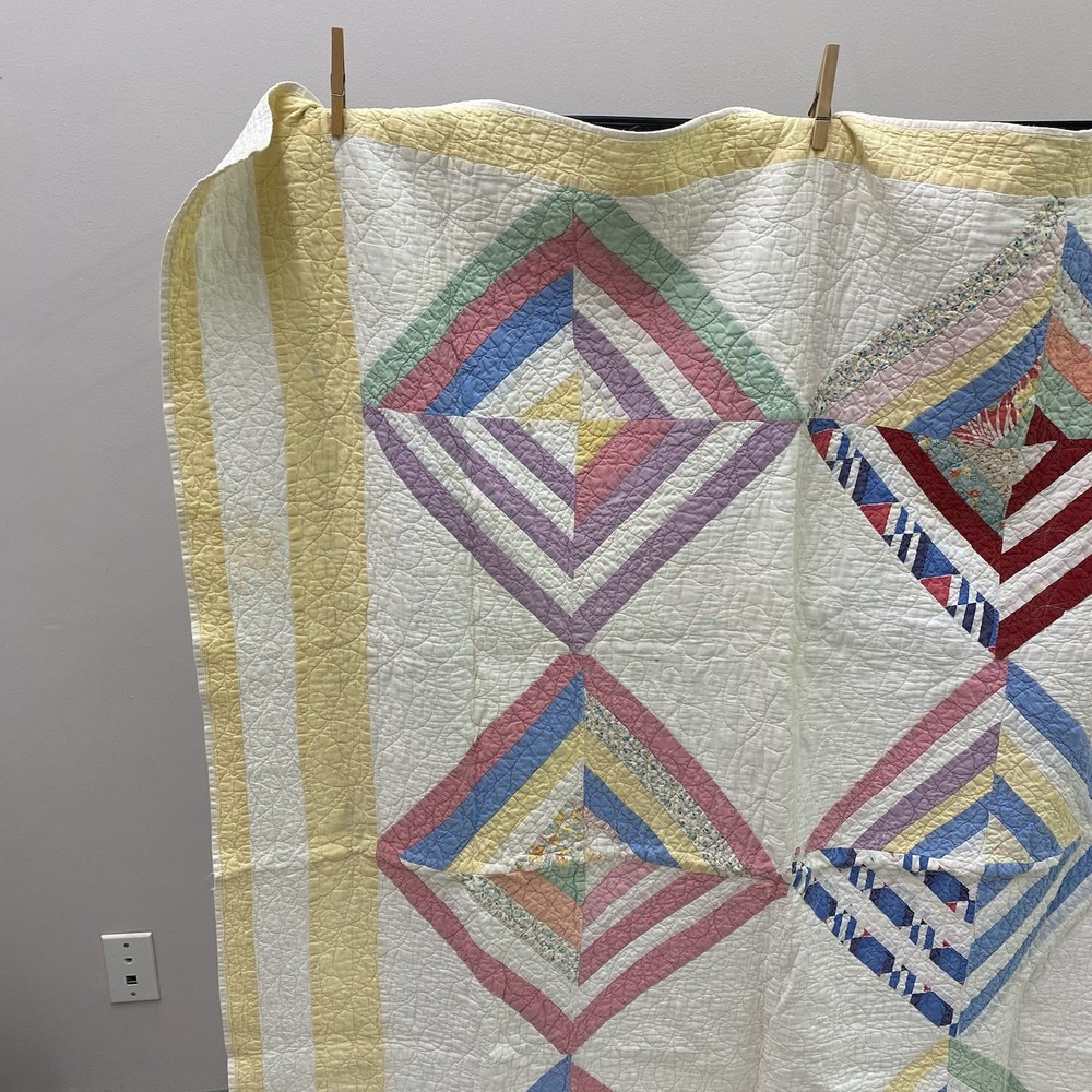 Handmade Spiderweb Star Patterned Quilt- 57 x 49 in