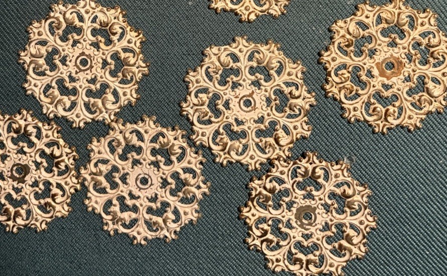 Vintage Provincial Hollywood Regency Floral Drawer Cabinet Pull Knobs/Backs (16)