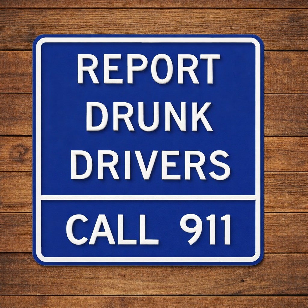 Report Drunk Drivers Call 911 Road Sign Street Auto Traffic Highway Freeway