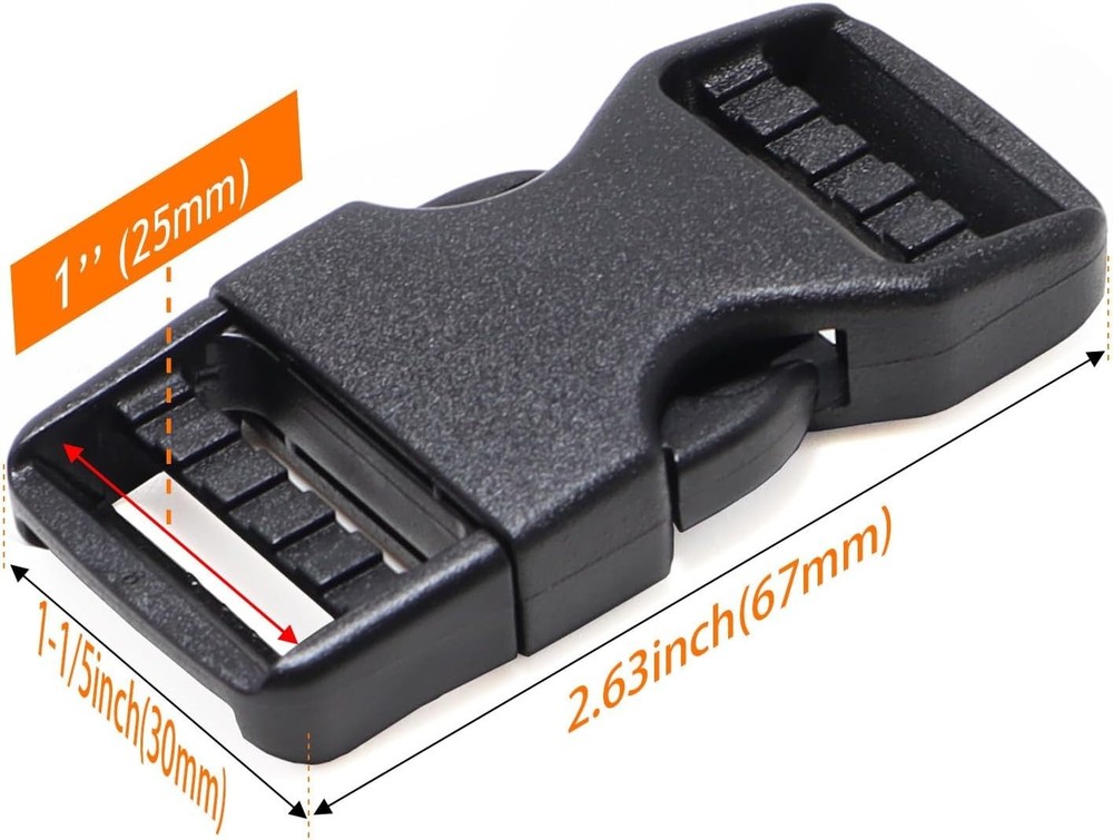 Heavy-Duty 1" Quick Side Release Buckle - Adjustable & No Sewing Required 2-Pack